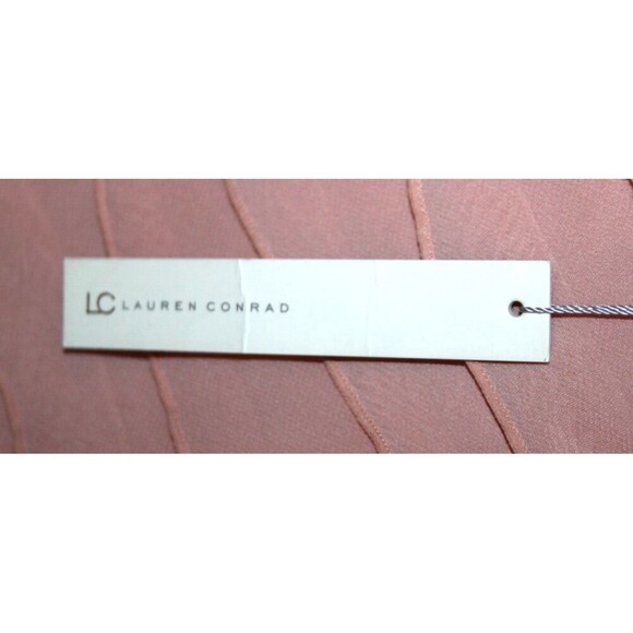 Lauren Conrad Womens Diagonal Chiffon Ruffled Stripes Cafe Creme Knit Tee XL New - Picture 4 of 7